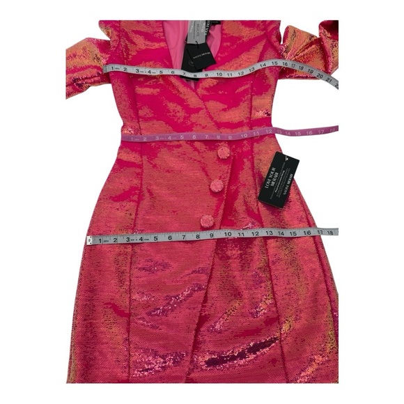 Nadine Merabi Bailey Deep Plunge Sequin Mini Blazer Dress Hot Pink NWT - Picture 4 of 12
